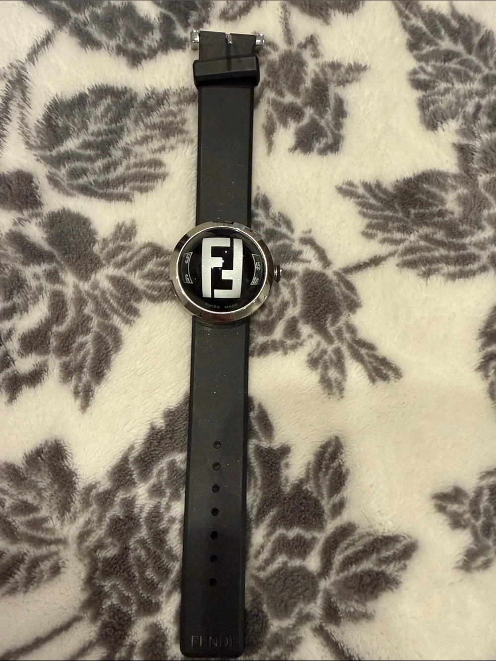 Fendi Black & Silver Logo Dial Men's Watch